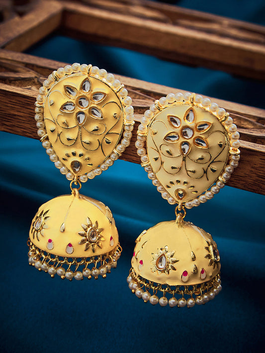 YELLOW MEENAKARI DROP EARRING