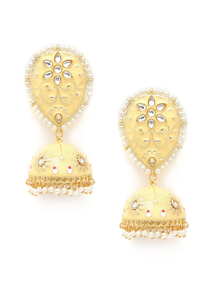 YELLOW MEENAKARI DROP EARRING