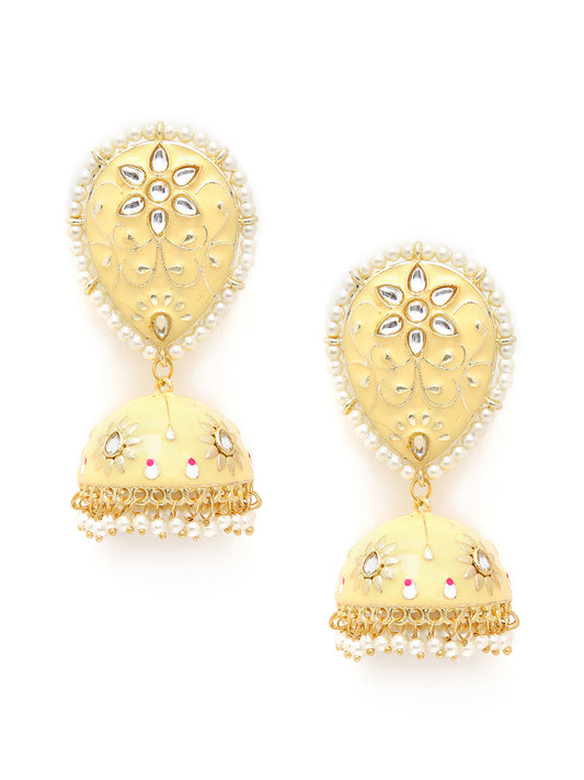 YELLOW MEENAKARI DROP EARRING
