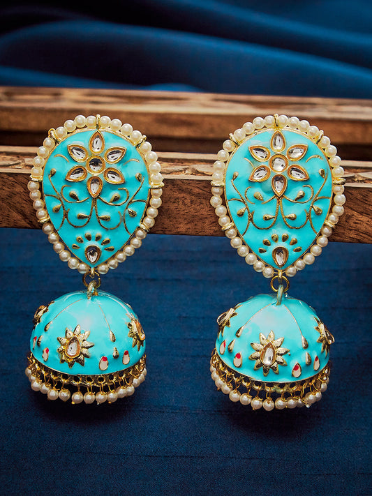 BLUE MEENAKARI DROP EARRING