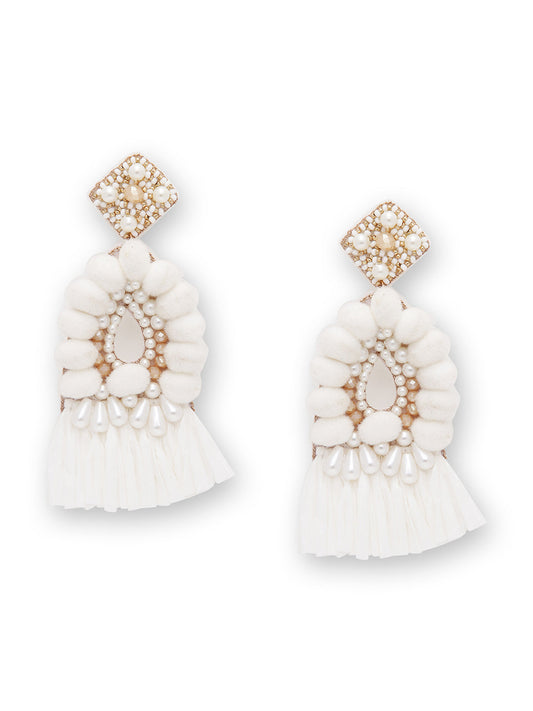 BOHO WHITE BEADED EARRING