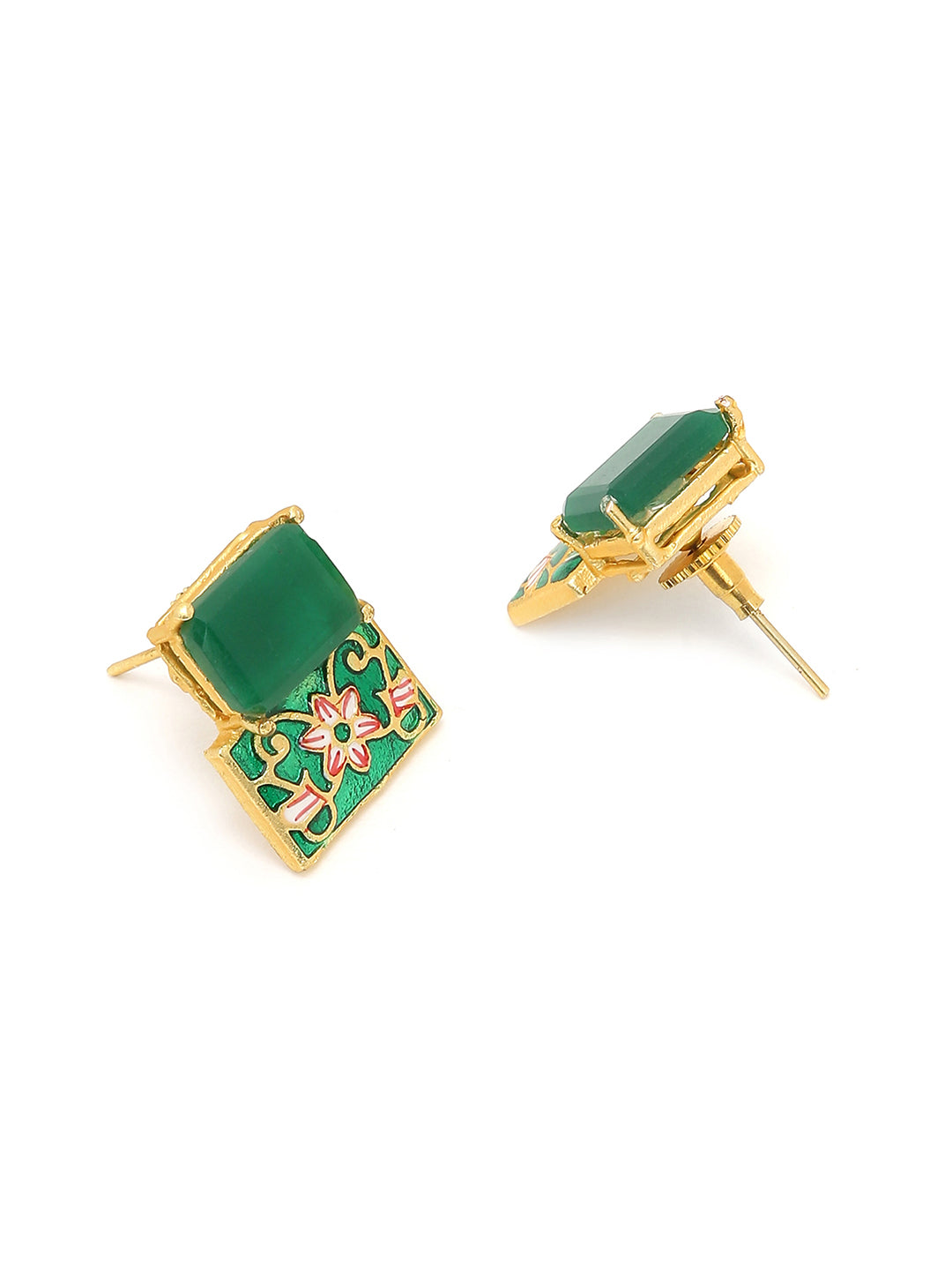 EMARALD GREEN MINAKARI EAR STUD
