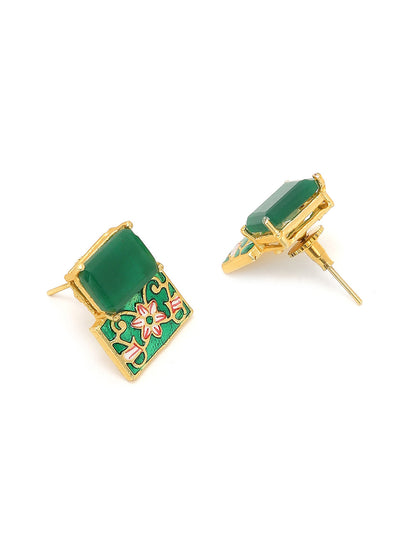 EMARALD GREEN MINAKARI EAR STUD