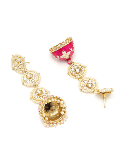 PINK MEENAKARI & PEARL EAARING