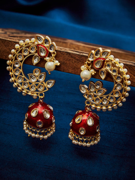 PEACOCK SHAPED KUNDAN DROP EARRING