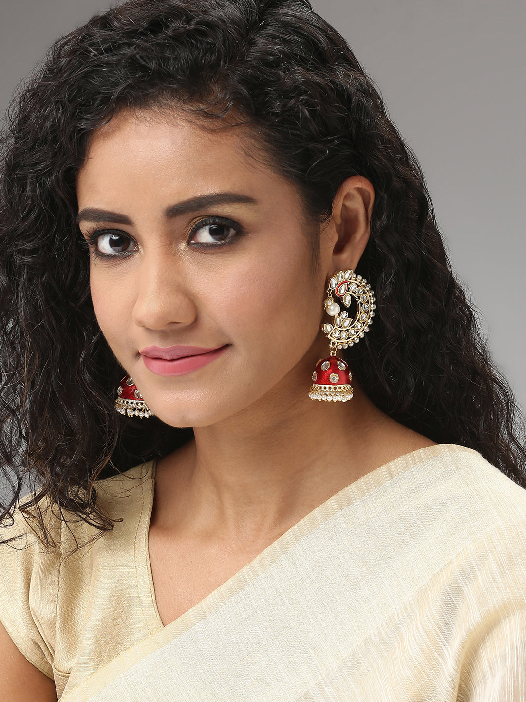 PEACOCK SHAPED KUNDAN DROP EARRING