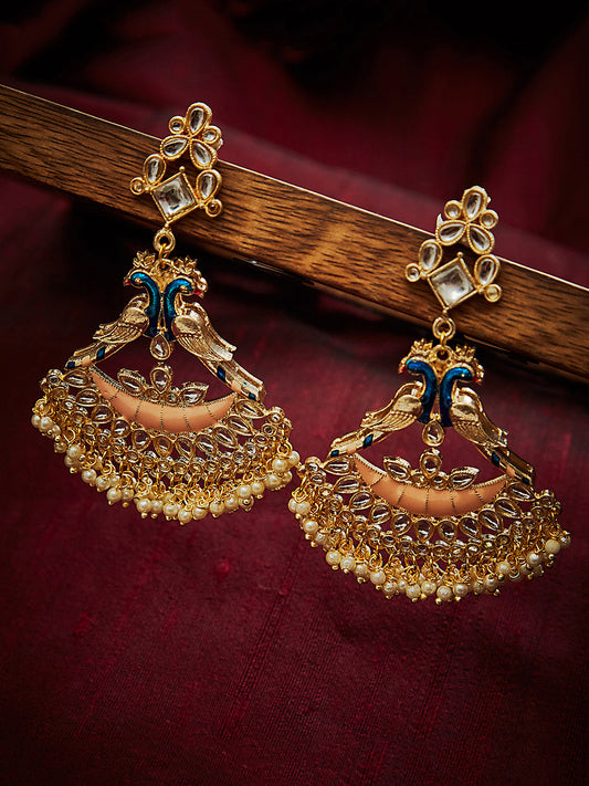 ANTIQUE POLISHED KUNDAN AND PEARLS EARRING