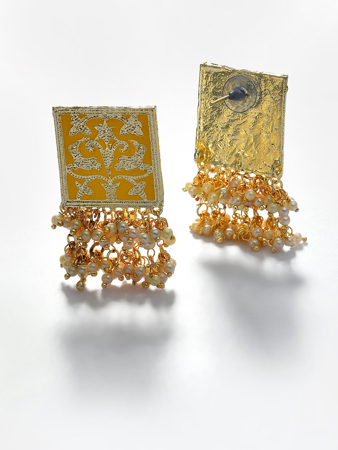 GREEN MEENAKARI & PEARLS STUD