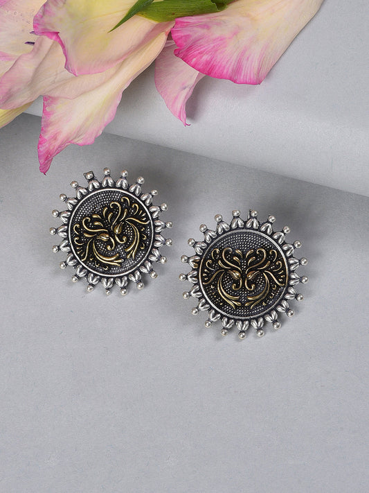 SILVER OXIDISED ROUND STUD