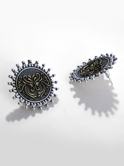 SILVER OXIDISED ROUND STUD