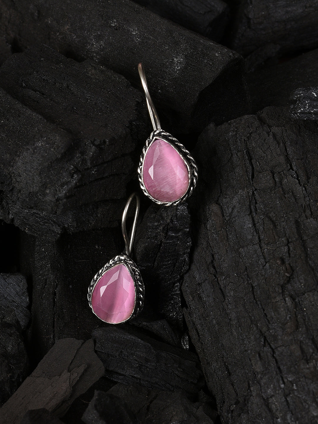 PINK STONE DROP EARRING
