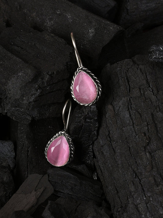 PINK STONE DROP EARRING