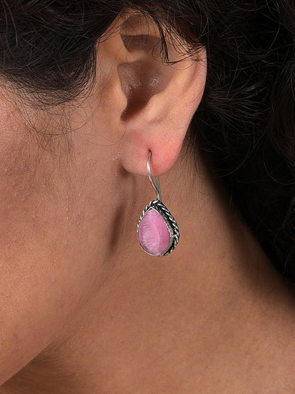 PINK STONE DROP EARRING
