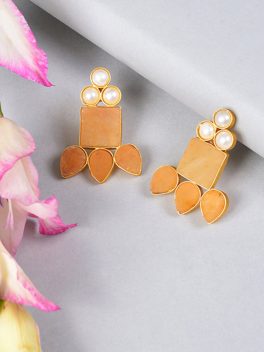 ORANGE SQUARE STUD EARRING