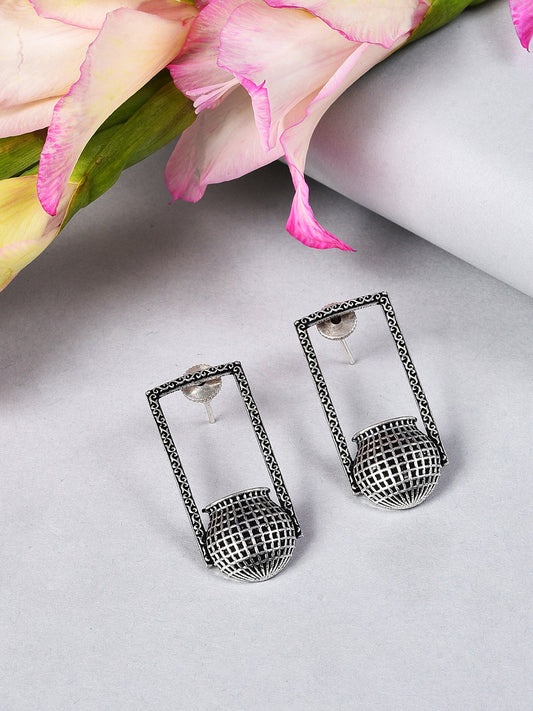 SILVER SQUARE DROP EARRING