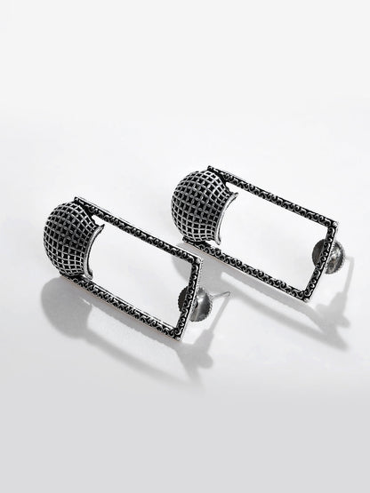 SILVER SQUARE DROP EARRING