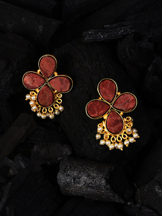 RED FLOWER STUD EARRING