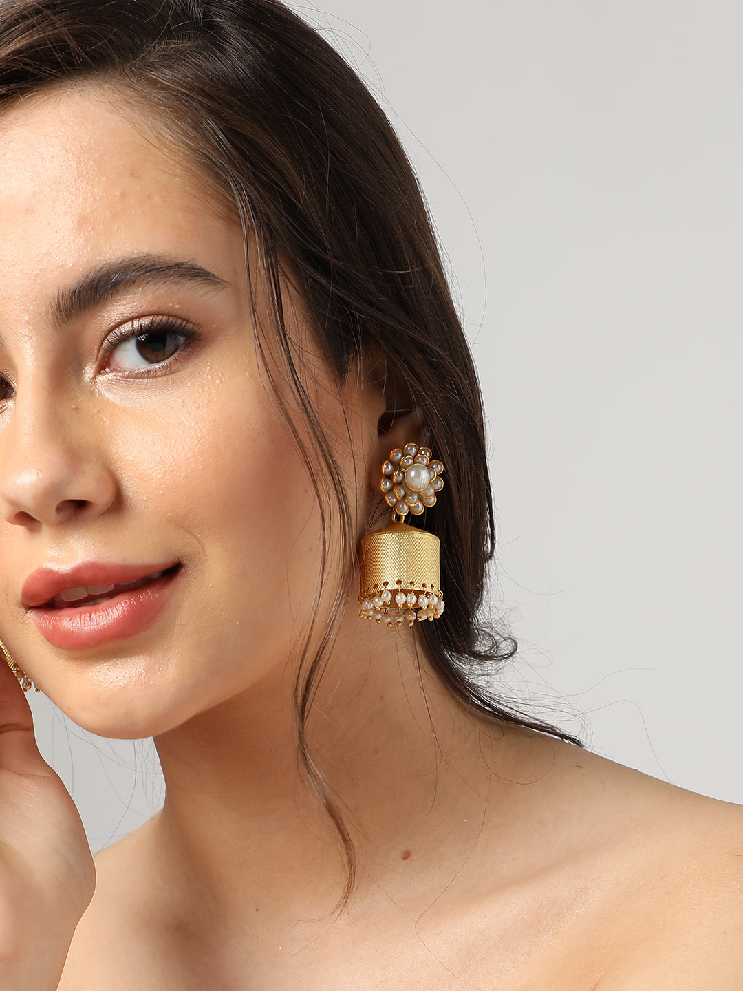 Gold Plated Pearls Drop Earring
