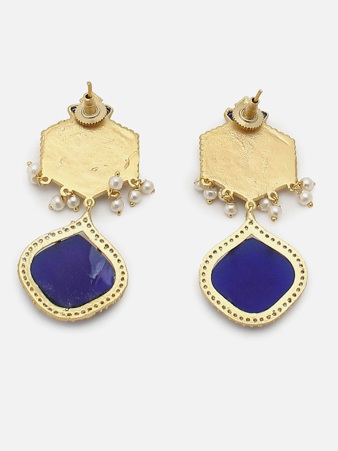 DESIGNER BLACK & BLUE TRENDY GOLD PLATED DROP EARRINGS FOR WOMEN & GIRLS