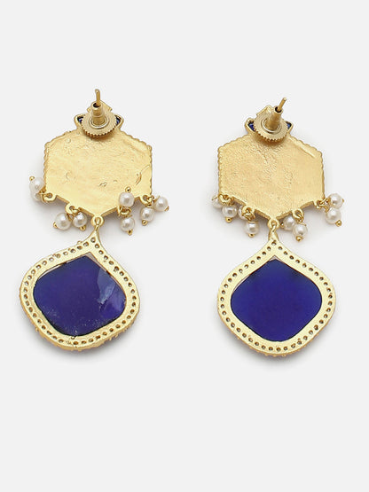 DESIGNER BLACK & BLUE TRENDY GOLD PLATED DROP EARRINGS FOR WOMEN & GIRLS
