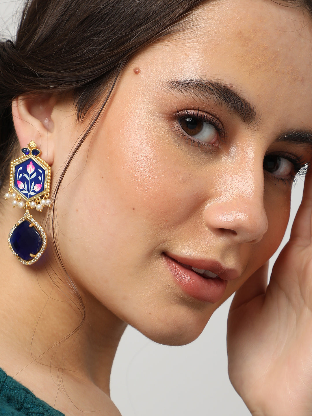DESIGNER BLACK & BLUE TRENDY GOLD PLATED DROP EARRINGS FOR WOMEN & GIRLS