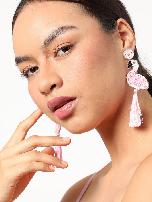 SOHI PINK FLAMINGO DROP EARRINGS