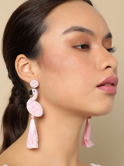 SOHI PINK FLAMINGO DROP EARRINGS