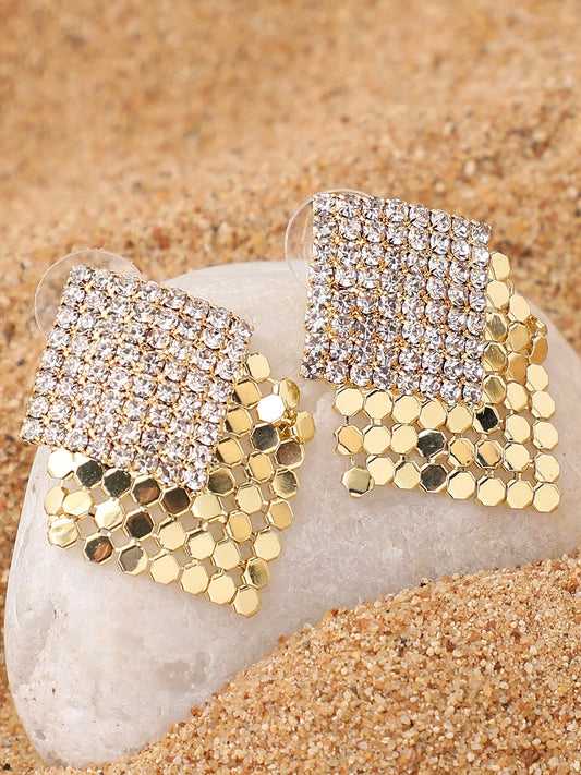 Gold Plated Party Designer Stone Drop Earring For Women