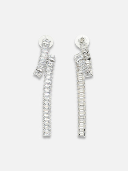 Silver Plated Party Designer Stone Drop Earring