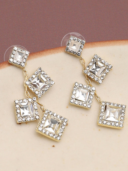 Gold Plated Party Designer Stone Drop Earring For Women