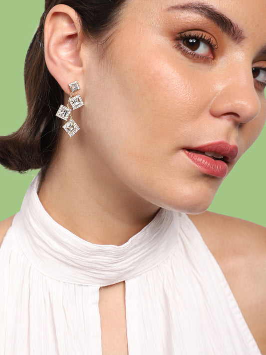 Gold Plated Party Designer Stone Drop Earring For Women