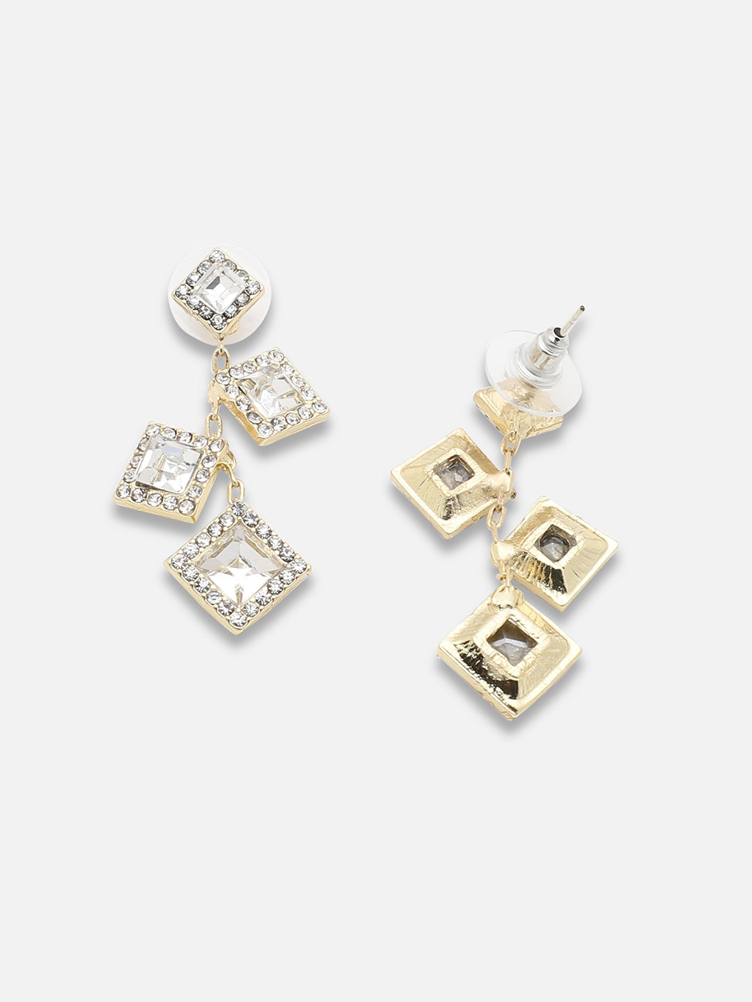 Gold Plated Party Designer Stone Drop Earring For Women
