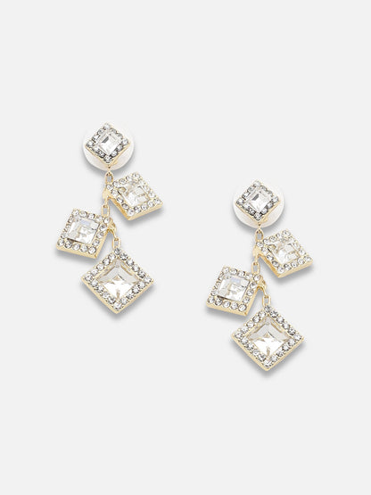 Gold Plated Party Designer Stone Drop Earring For Women