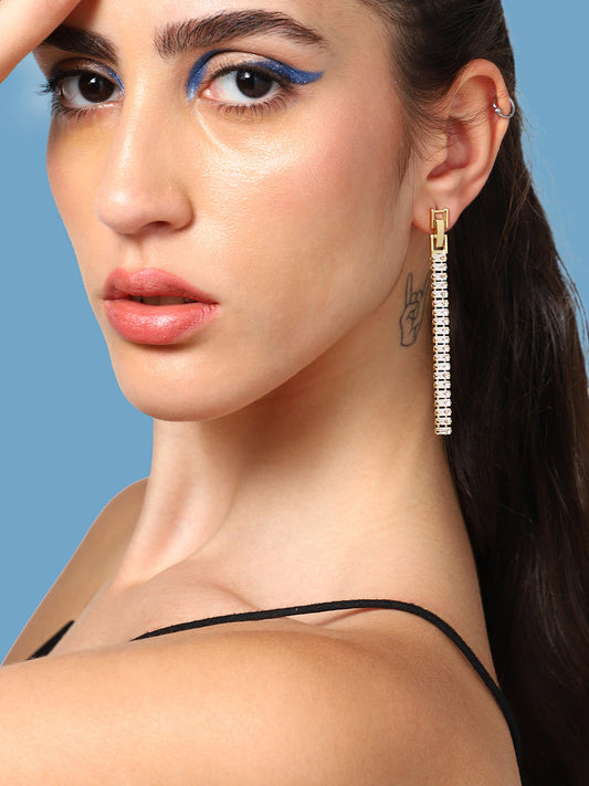 Gold Plated Party Designer Stone Drop Earring For Women