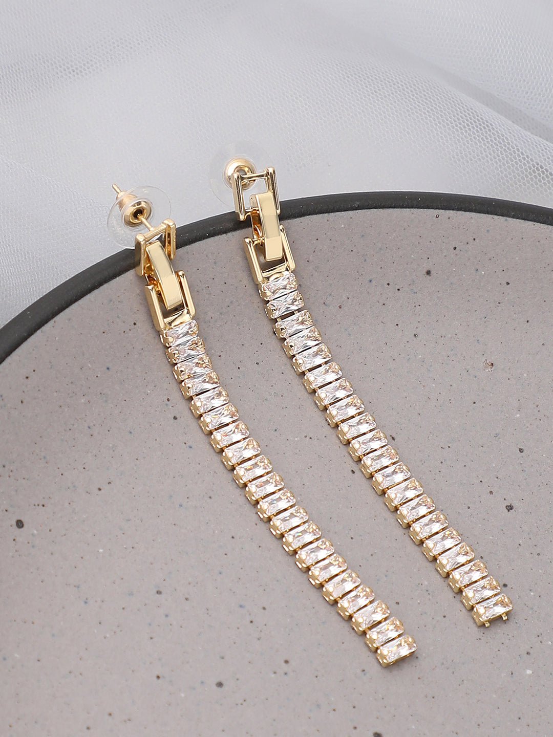 Gold Plated Party Designer Stone Drop Earring For Women