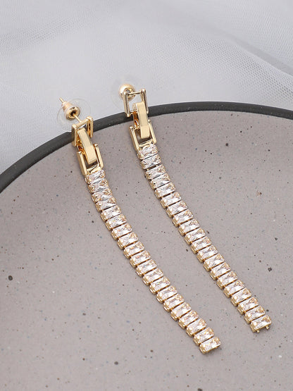 Gold Plated Party Designer Stone Drop Earring For Women