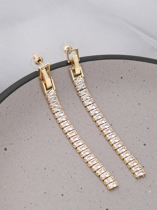 Gold Plated Party Designer Stone Drop Earring For Women