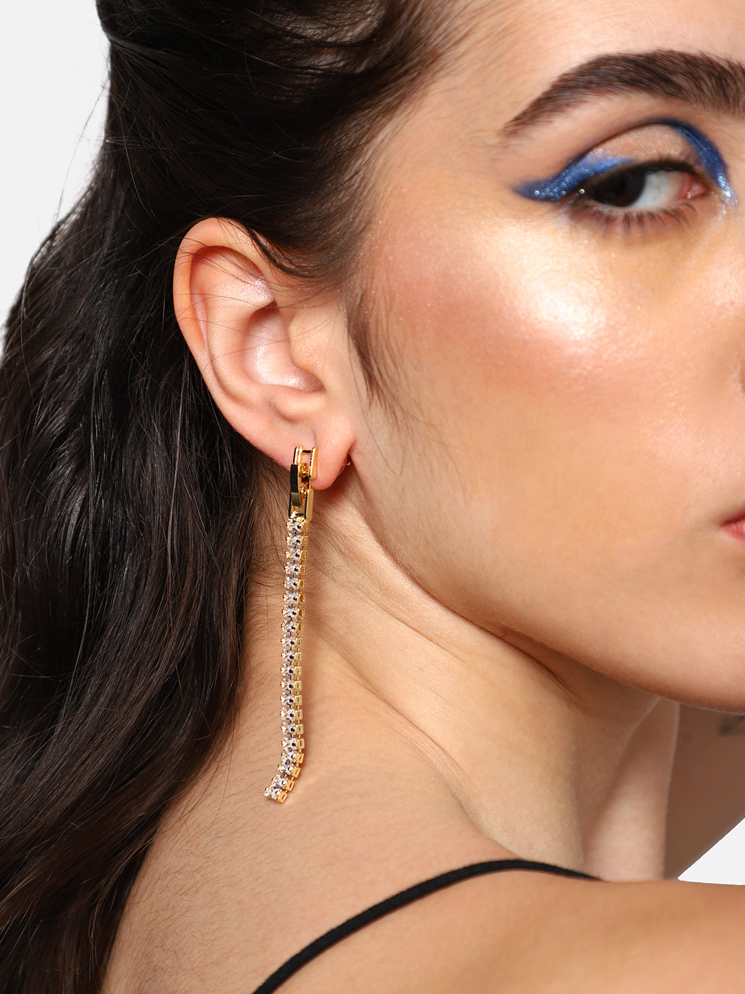Gold Plated Party Designer Stone Drop Earring For Women