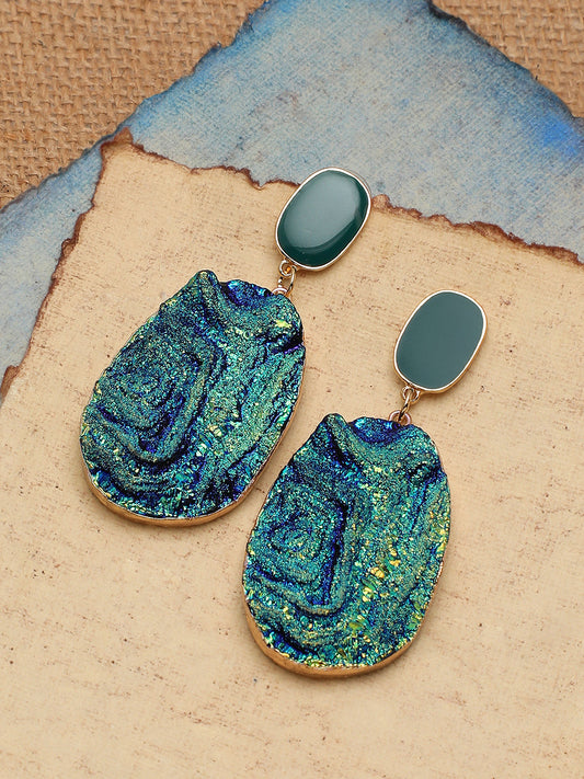 Gold Plated Party Designer Stone Drop Earring