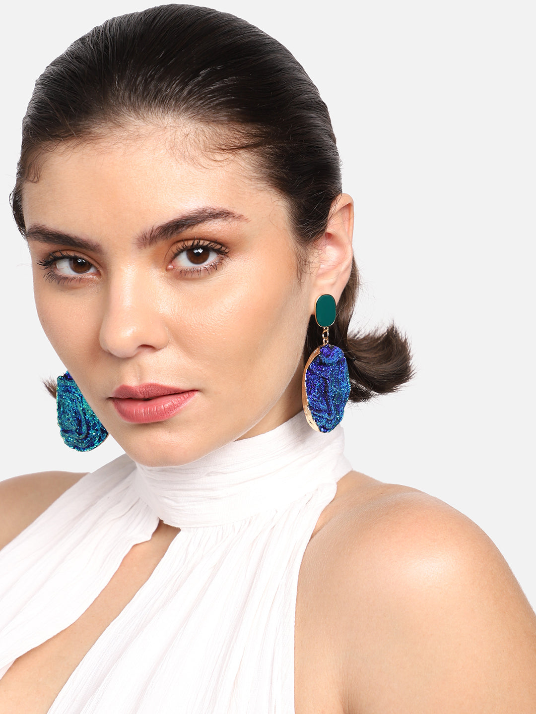 Gold Plated Party Designer Stone Drop Earring