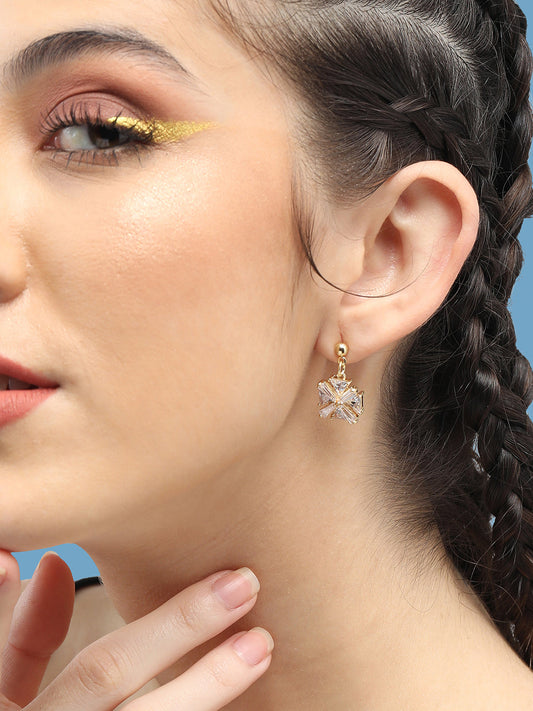 Gold Plated Party Designer Stone Drop Earring