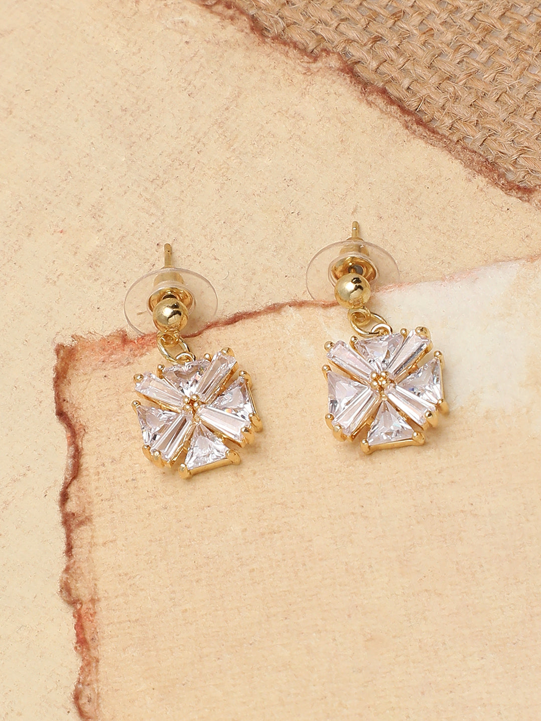 Gold Plated Party Designer Stone Drop Earring