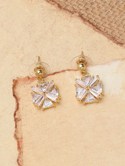 Gold Plated Party Designer Stone Drop Earring