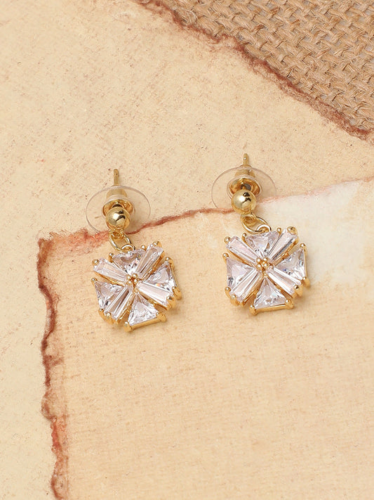 Gold Plated Party Designer Stone Drop Earring