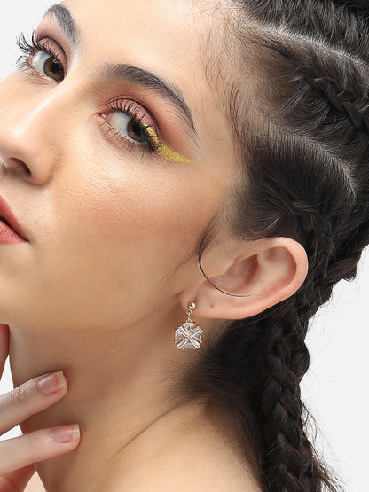 Gold Plated Party Designer Stone Drop Earring