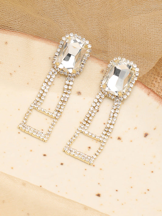 Gold Plated Party Designer Stone Drop Earring For Women