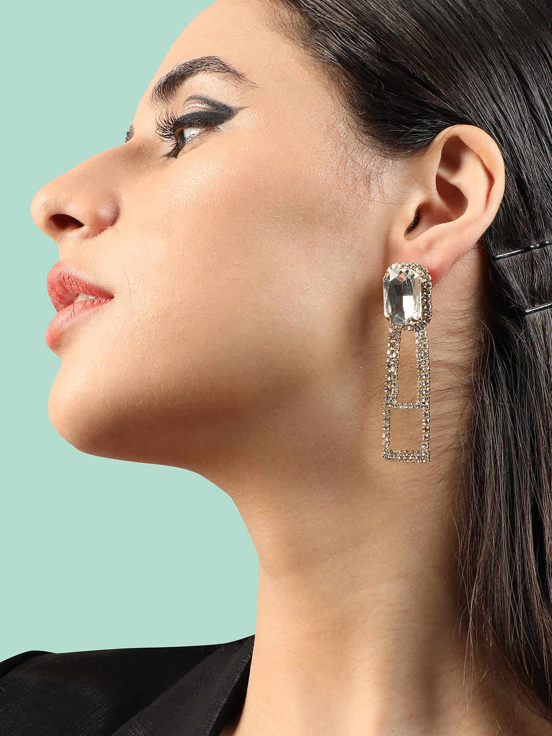 Gold Plated Party Designer Stone Drop Earring For Women