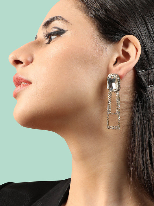 Gold Plated Party Designer Stone Drop Earring For Women
