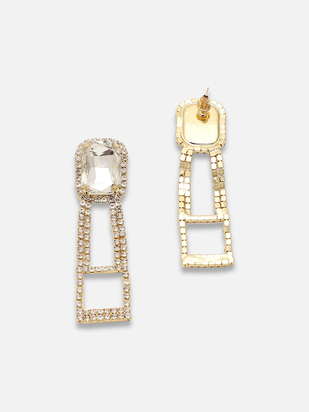 Gold Plated Party Designer Stone Drop Earring For Women