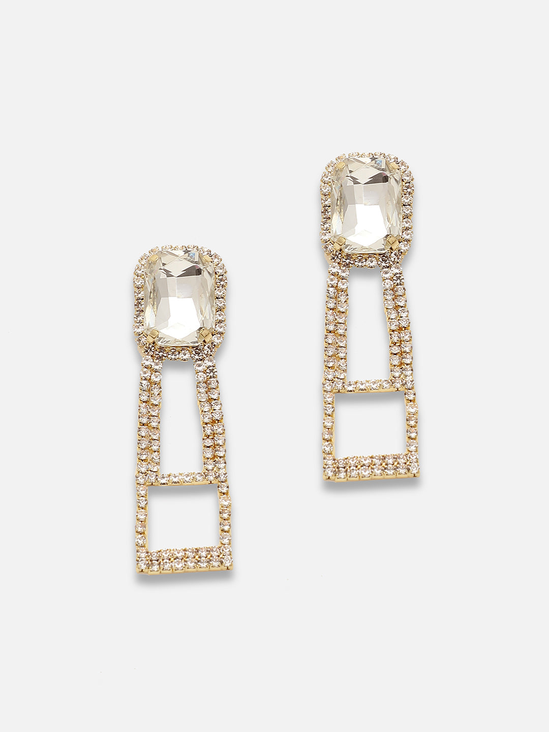 Gold Plated Party Designer Stone Drop Earring For Women